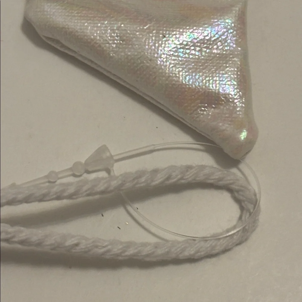 Iridescent Bow Garland Set of 2  White Pearly Garland Girlhoodcore Bow Garland